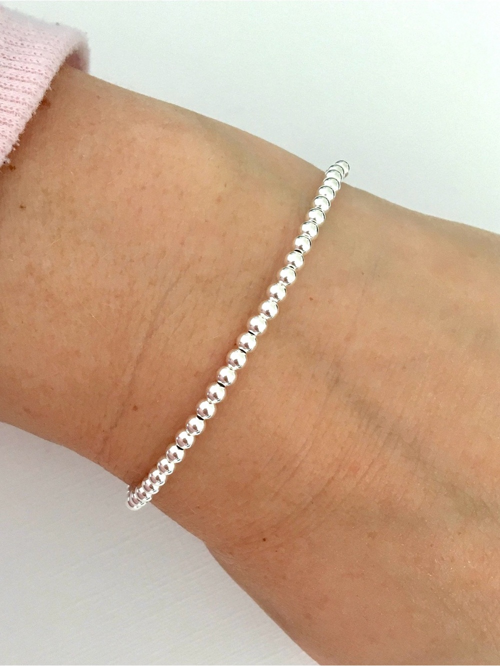 Genuine High Shine 925 Sterling |3MM Bead Ball Chain Bracelet |Sz 7.5 & 8” Avail